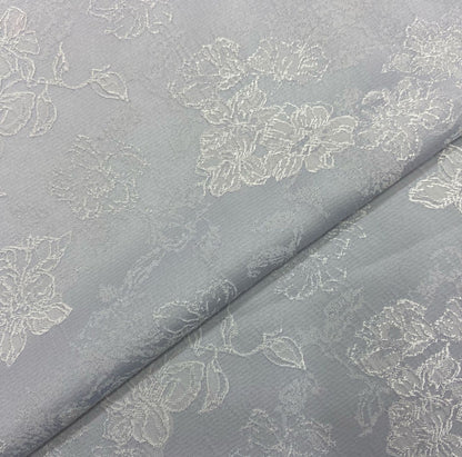 Elegant Satin Jacquard Fabric: 3D Flower Design, 59" Wide