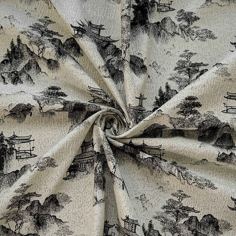 Tissu brocart jacquard à motifs floraux chinois, idéal pour la confection de vêtements et d'ameublement.