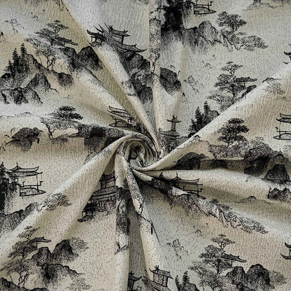 Tissu brocart jacquard à motifs floraux chinois, idéal pour la confection de vêtements et d'ameublement.
