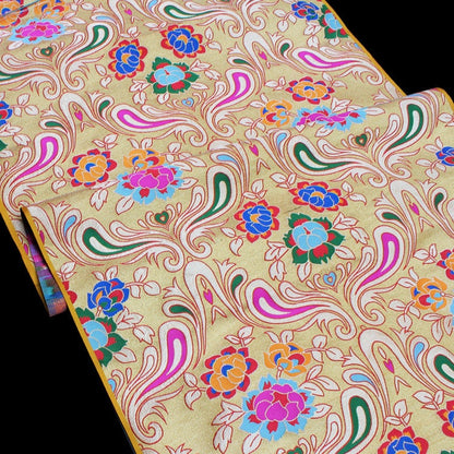 Tissu brocart jacquard à motifs floraux : mélange de soie Gaza indienne et de rayonne