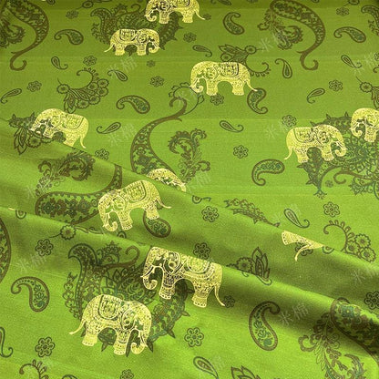 Elephant Print Cotton Fabric: Ethnic Style Sewing Material, 56" Wide
