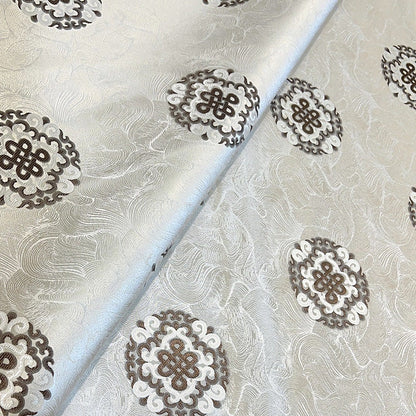 Auspicious Chinese Knot Brocade Fabric: Rayon Satin for Hanfu & Quilting (29.5"W)