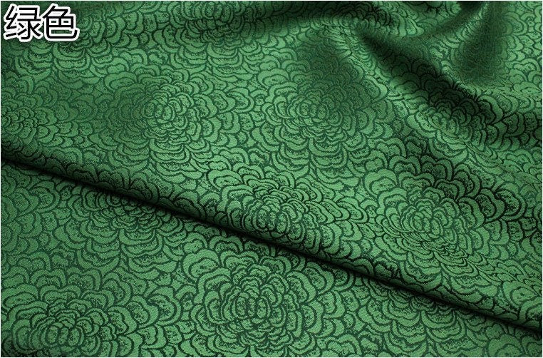 Floral Brocade Fabric: Chrysanthemum Satin Silk, 29.5" Wide