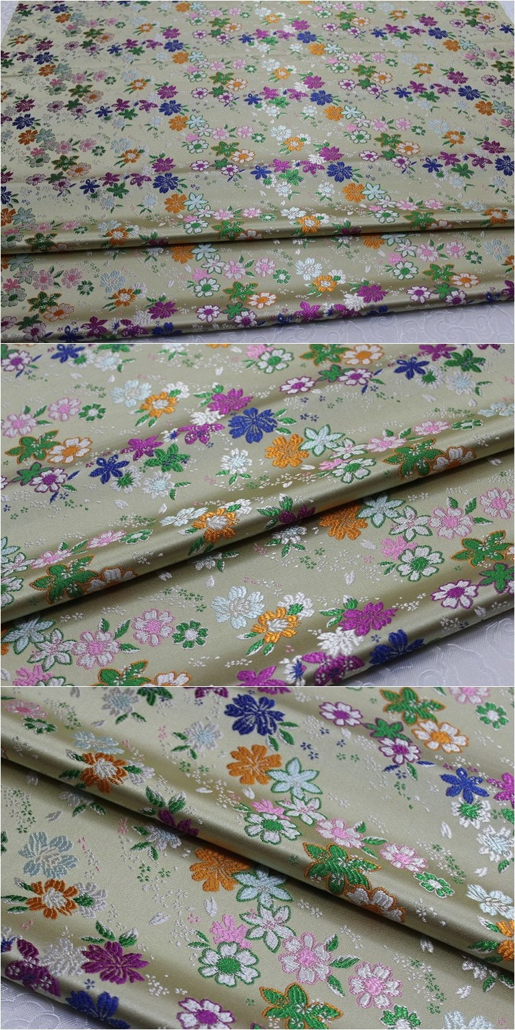 Cherry Blossom Jacquard Brocade Fabric: Japanese Silk Rayon Blend