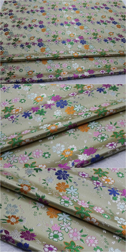Cherry Blossom Jacquard Brocade Fabric: Japanese Silk Rayon Blend