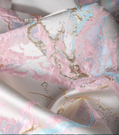 Gold Thread Jacquard Fabric: 3D Oil Painting Texture, 57" Wide