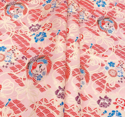 Chinese Silk Brocade Fabric: Crane Pattern, Red Jacquard (59" Wide)