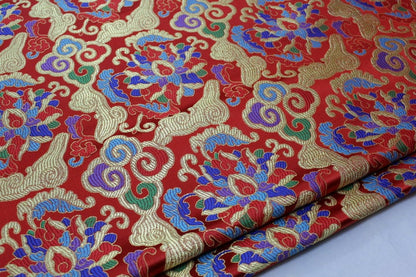 Floral Brocade Fabric: Chinese Style Jacquard Silk Rayon Blend