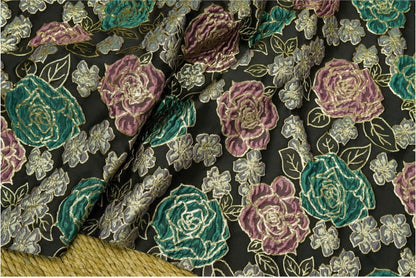 Floral Jacquard Fabric: 3D Oil Painting Texture, 56" Wide - By The Meter