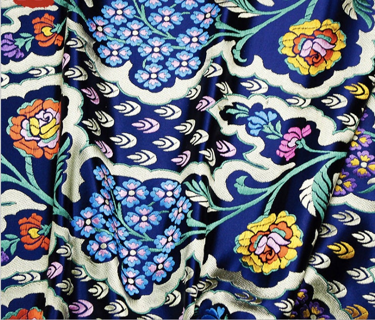 Floral Silk Brocade Fabric: Cheongsam Sewing, Upholstery, Quilting (By 1 Meter)