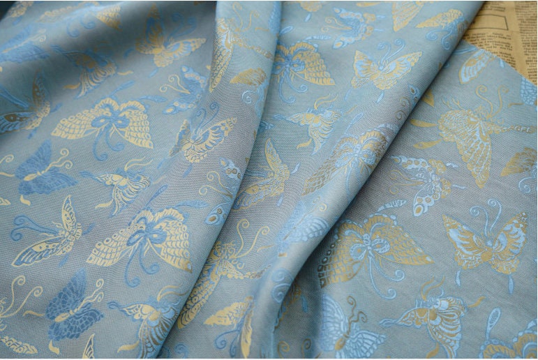 Butterfly Jacquard Rayon Fabric: Tea Silk Satin (By The Meter)