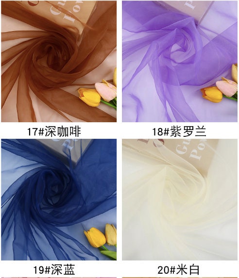 Tissu organza : tulle transparent de 150 cm de large pour robes, décorations et costumes.