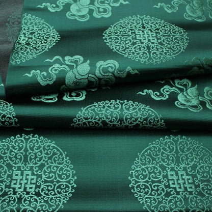 Jade Green Chinese Brocade Fabric: Silk Rayon Blend, 29" Wide