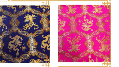 Dragon Phoenix Brocade Fabric: 45"W Silk Rayon Jacquard