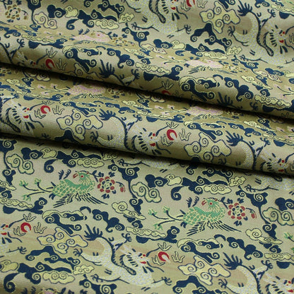 Flying Dragon Brocade Fabric: Chinese Emperor Robe Silk Blend (55"W)
