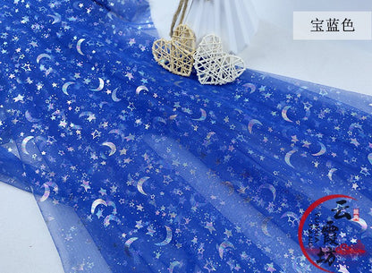 Symphony Foil Star and Moon Mesh Fabric, Wedding Costume, Cosplay (59" Wide)