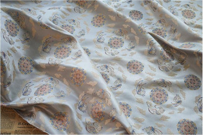 Floral Brocade Fabric: Mongolian Tibetan Style, 59" Wide