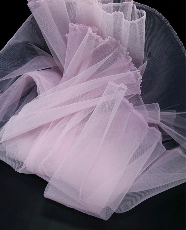 Pleated Organza Fabric: Stiff Texture Designer Material, 62" Wide