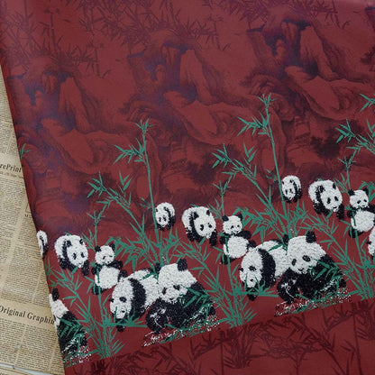 Red Panda Jacquard Fabric: Embossed Upholstery, Costume, Decor - 65"W