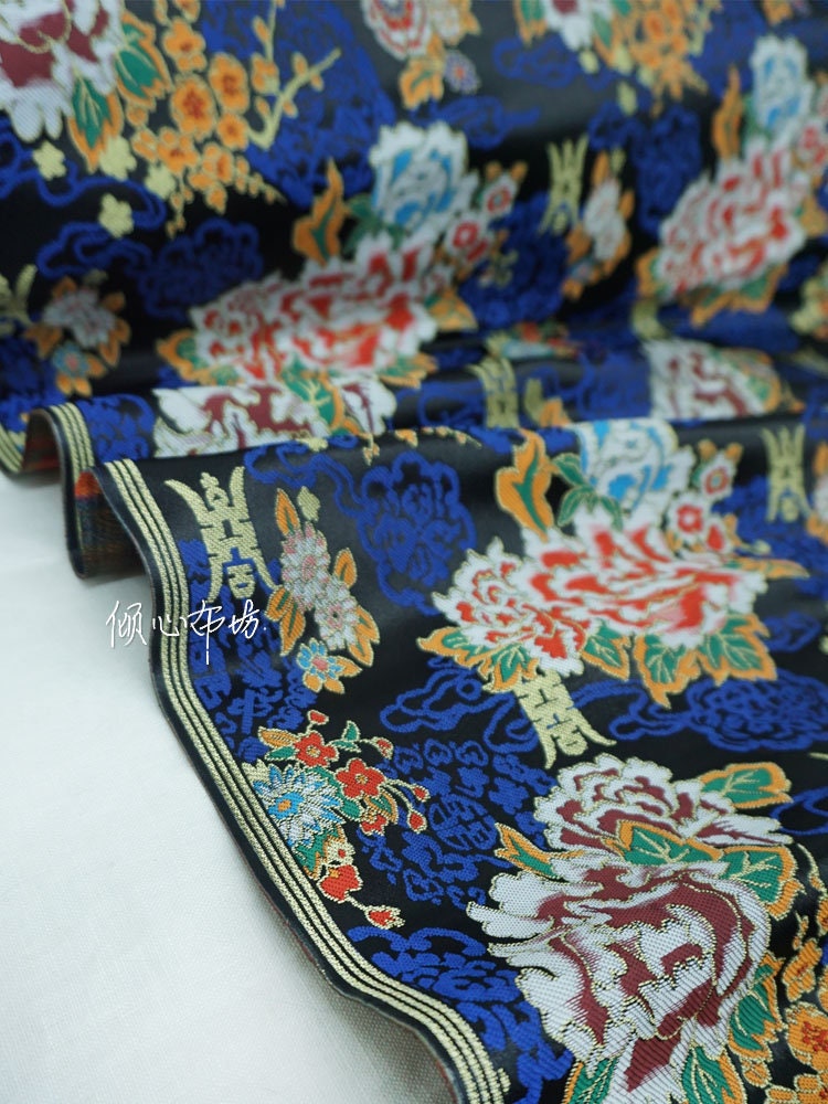 Floral Silk Brocade Fabric: 29"W Chinese Wedding Fabric By The Meter
