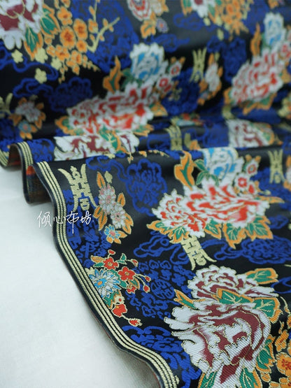 Floral Silk Brocade Fabric: 29"W Chinese Wedding Fabric By The Meter