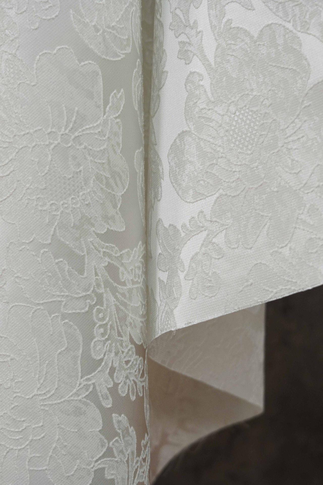 Pure white floral jacquard with subtle embossed patterns, Sewing, Upholstery, 61"Wide