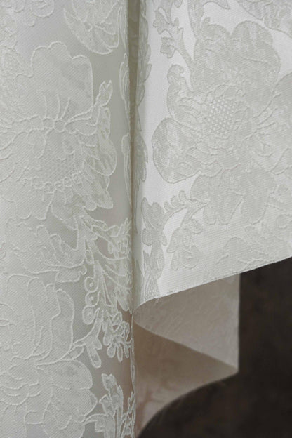 Pure white floral jacquard with subtle embossed patterns, Sewing, Upholstery, 61"Wide