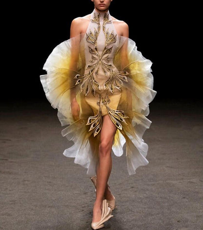 Pleated Organza Fabric: Shiny Crinkled Texture, 55" Wide