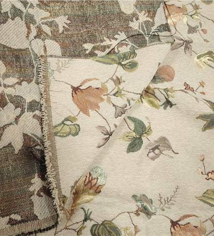 Tissu jacquard chenille à motif floral : brocart doré, 150 cm de large