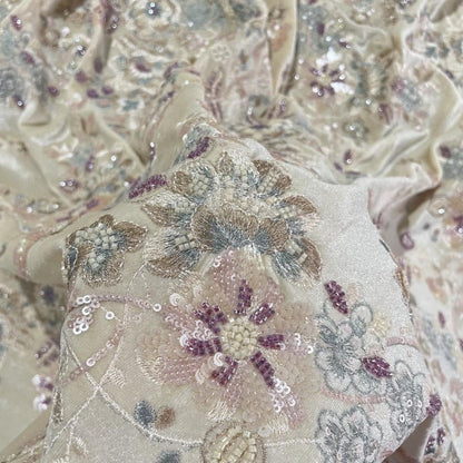 Sequin Embroidery Velvet Fabric: 49" Wide Chinese Style