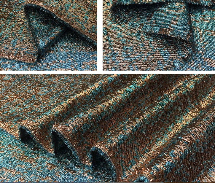 Gold Thread Jacquard Fabric: 3D Oil Painting Texture, 55" Wide