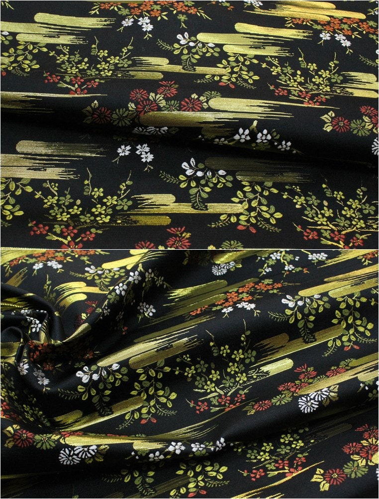 Cherry Blossom Jacquard Brocade Fabric: Japanese Silk Rayon Blend