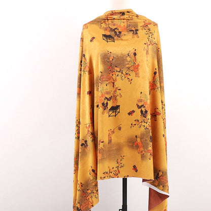 Chinese Baizi Print Fabric: Polyester Spandex Blend, 59" Wide