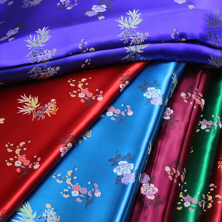Floral Brocade Fabric: Silk Rayon Blend, 35" Wide