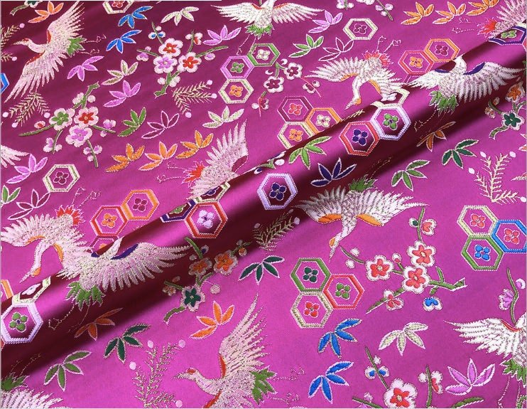 Crane Bird Jacquard Fabric: Chinese New Year Upholstery Fabric - Poppylollipop