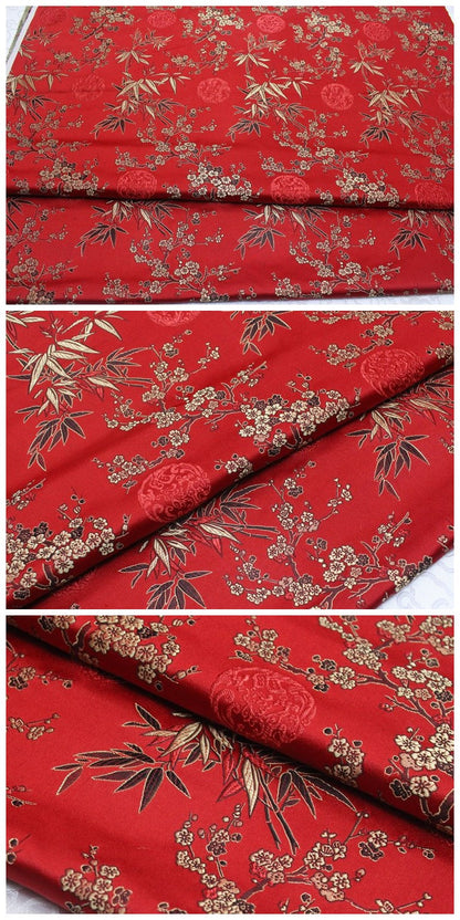 Cherry Blossom Bamboo Brocade Jacquard Fabric - Renaissance Fashion