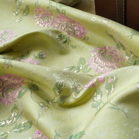 Tissu jacquard brocart à motif floral : style palais rétro, largeur 150 cm (59 po) - Vendu au mètre