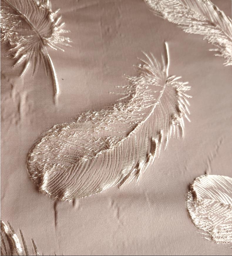 Gold Feather Jacquard Fabric - Baroque Palace Style, 58" Wide