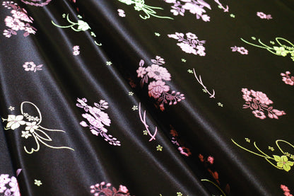 Black Floral Brocade Fabric: 29.5"W Rayon Textiles, Upholstery & Drapery - By The Meter