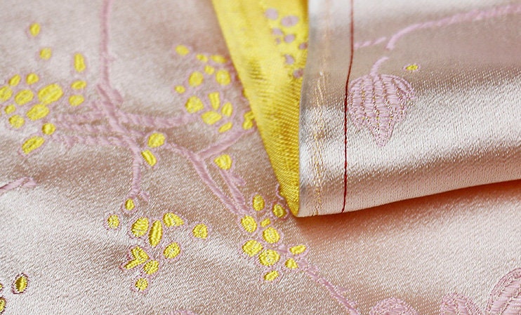 Vintage Floral Brocade Fabric: 29.5"W Silk Rayon Blend