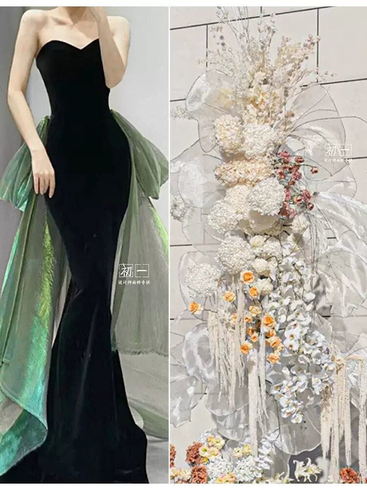 Pleated Hard Mesh Organza Fabric, 55" Wide, Stiff Texture