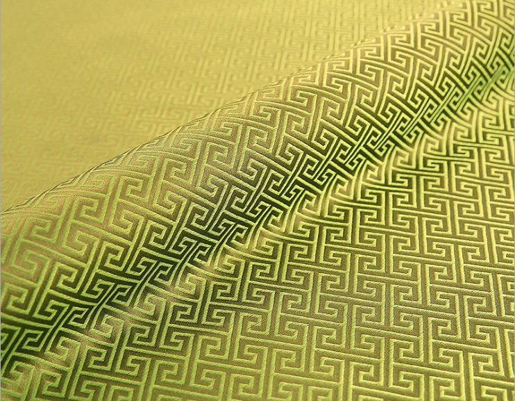 Green Floral Brocade Fabric: 59" Wide Rayon Upholstery Sewing Fabric
