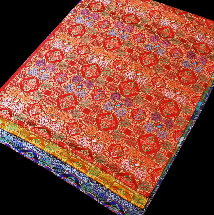 Mongolian Brocade Fabric: Tibetan Gown Material, 29.5" Wide, By The Meter