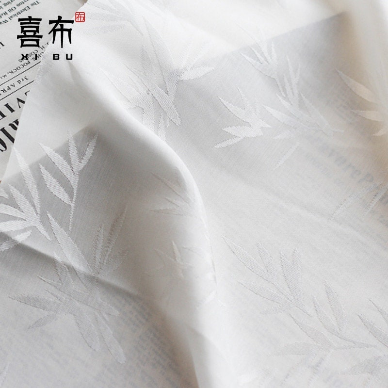 Bamboo Leaf Jacquard Cotton Fabric: Chinese Style Drapery, Upholstery & Sewing