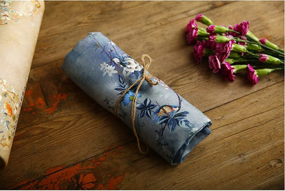 Floral Ramie Fabric: Birds and Flowers Print, 55" Wide, Sewing & Upholstery