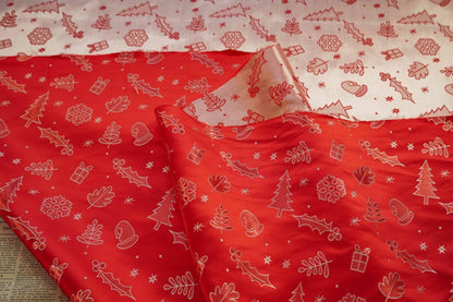 Red Christmas Jacquard Fabric with Gold Thread (59"W)