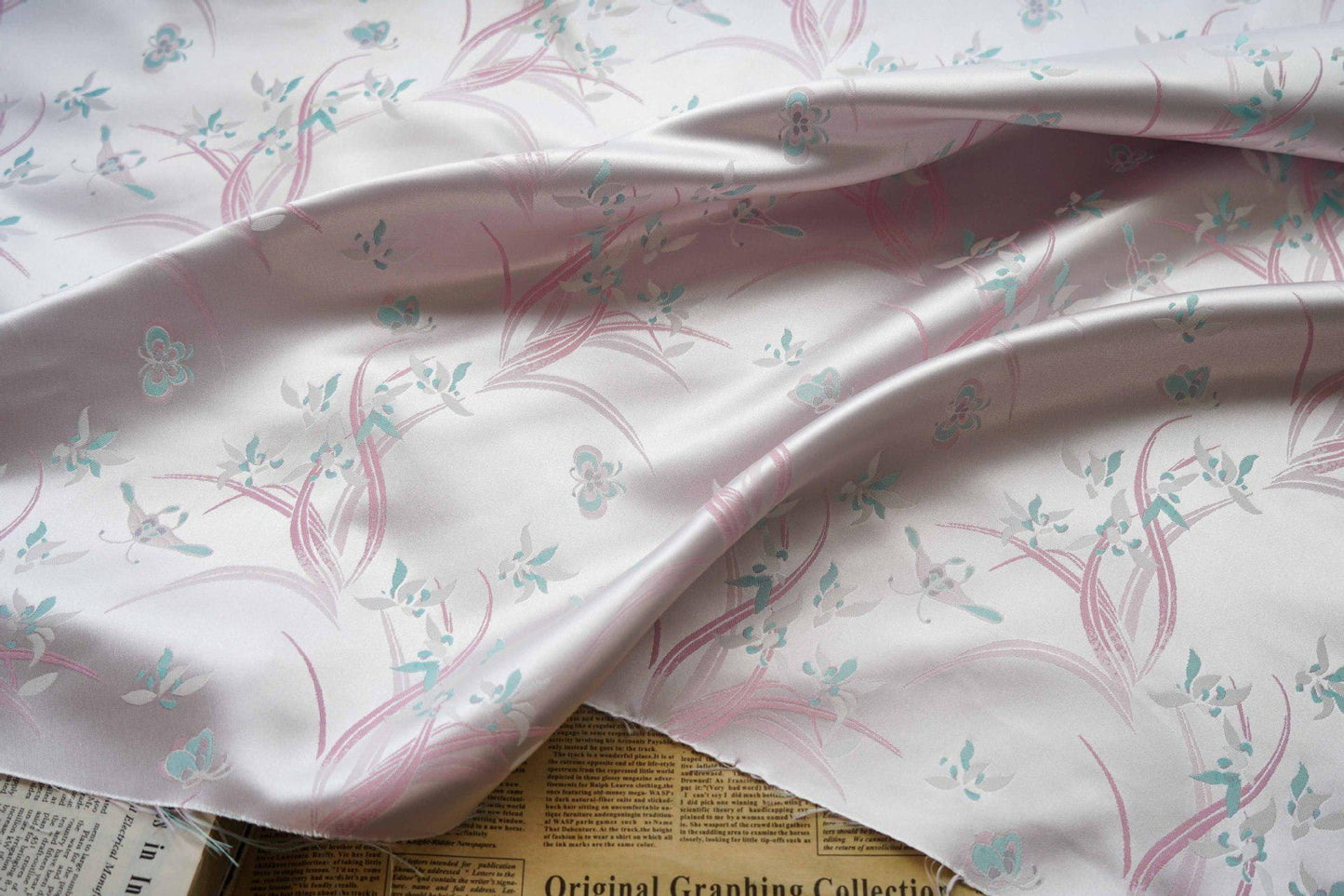 Orchid Brocade Fabric: 59"W Satin Jacquard Damask, Costume Decor