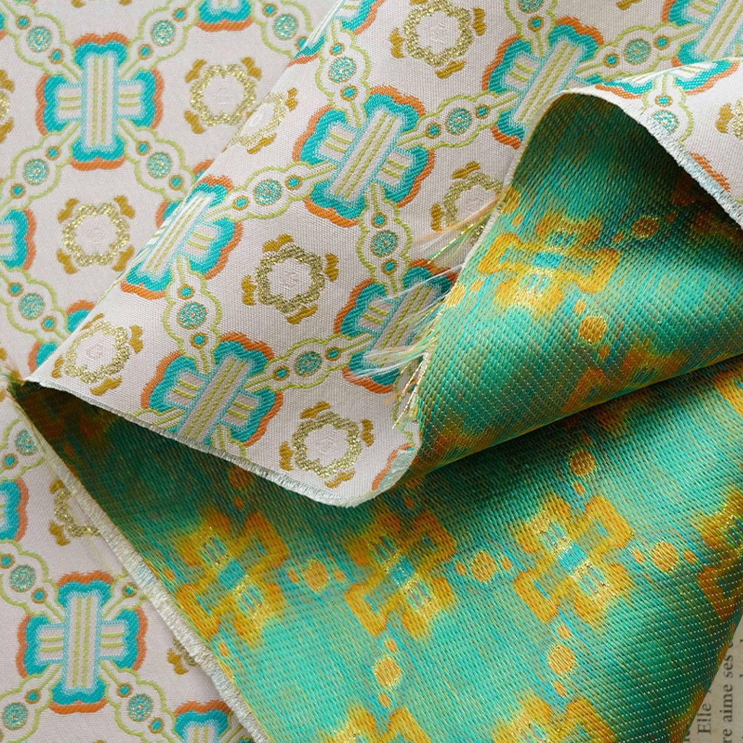 Green Dragon Brocade Fabric: Chinese Cheongsam Dress Material (59"W)