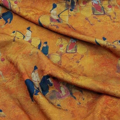 Chinese Painting Silk Satin Fabric: Gambiered Canton Gauze (59"W)
