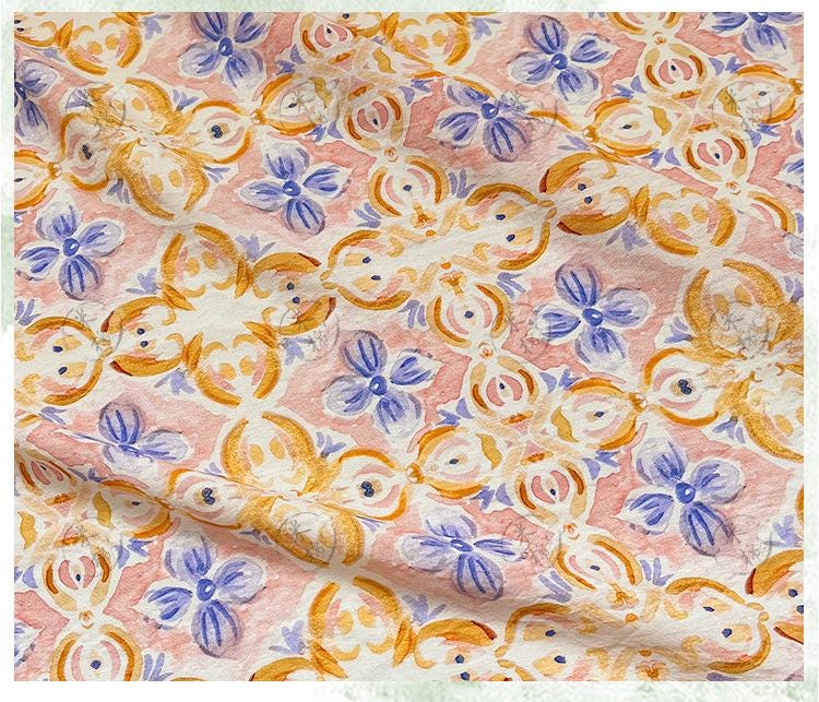Tissu pour patchwork, coton à motifs floraux aquarelle : matériel de couture style chinois
